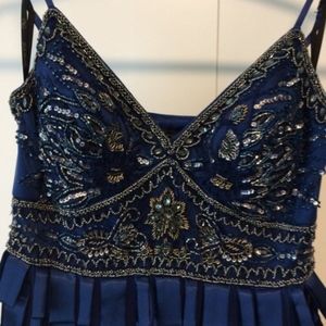 Sue Wong Nocturne Blue Beaded Cocktail Prom Dress